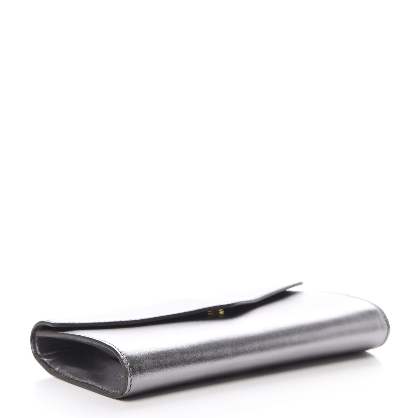 Metallic Calfskin Y-Mail Clutch Silver