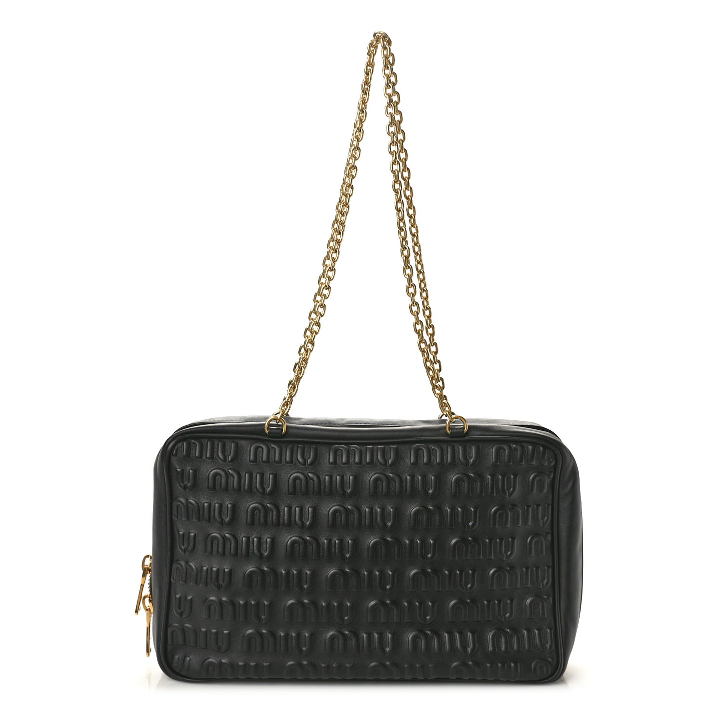 Softy Logo Embossed Chain Shoulder Bag Black