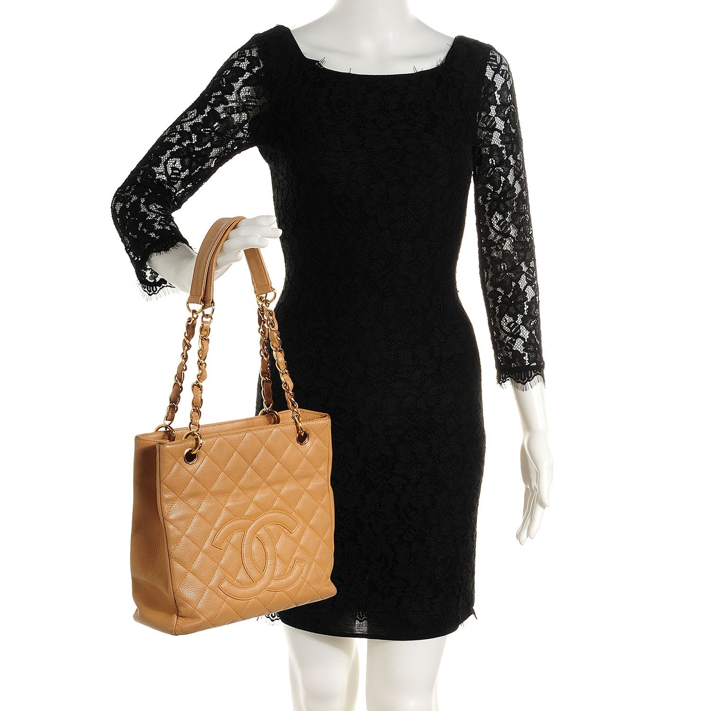 Caviar Petit Shopping Tote PST Beige