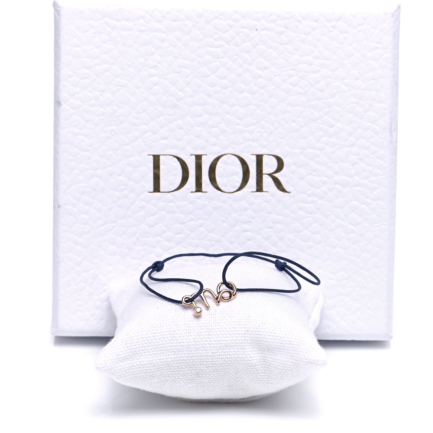 18K Yellow Gold Diamond Oui Cord Bracelet Navy