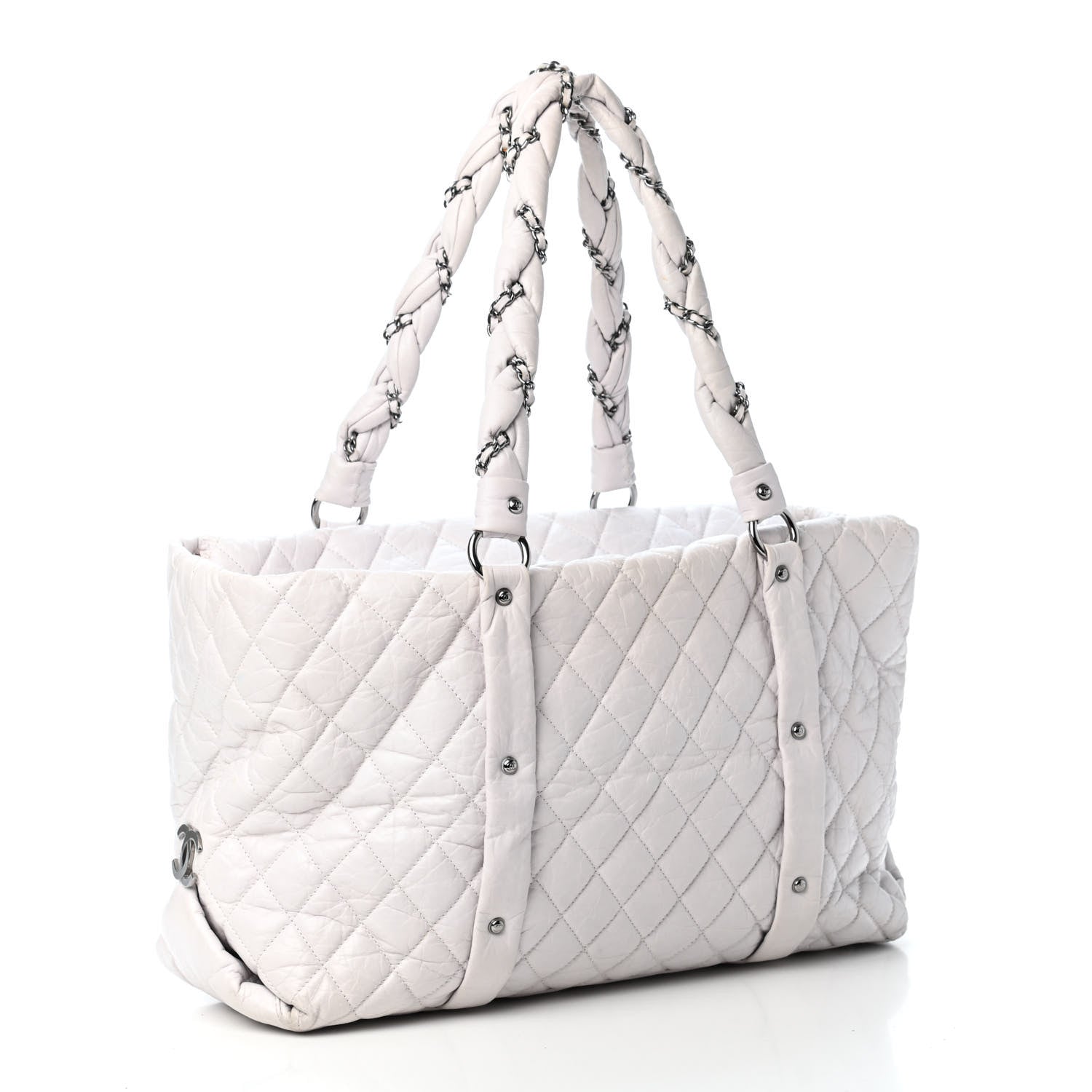 Chanel Distressed Lambskin Vintage Ligne Lady Braid XL Tote White 2 of 5