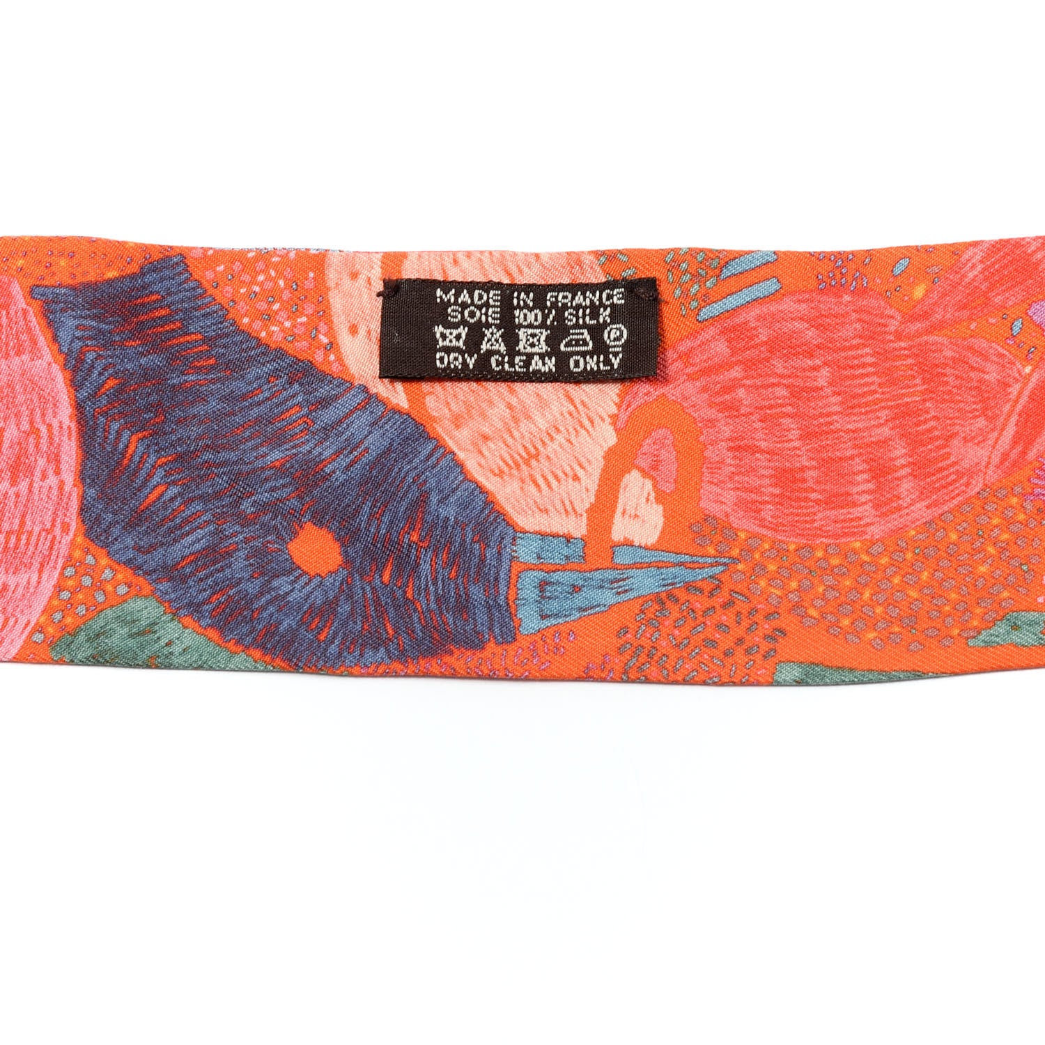 Hermes Silk Chacun Fait Son Nid Twilly Vermillon Bleu Jaune d'Or 3 of 4