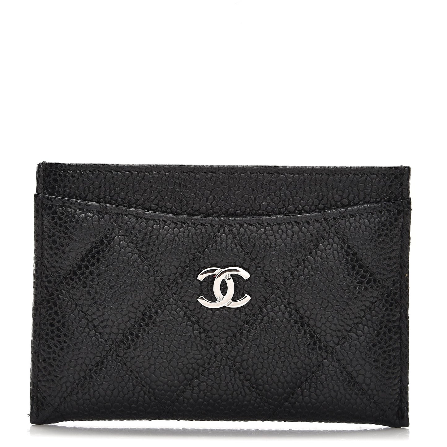 Caviar Quilted Card Holder Black