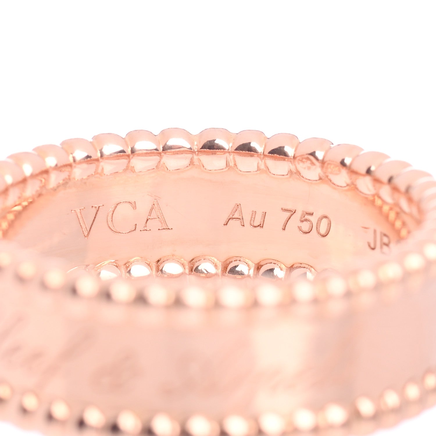 Van Cleef & Arpels 18K Rose Gold Perlee Signature Ring 59 4 of 5