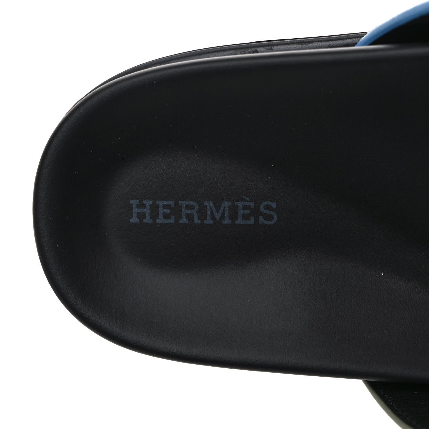 Hermes Suede Goatskin Womens Chypre Sandals 37 Bleu Cameo Vert 6 of 8