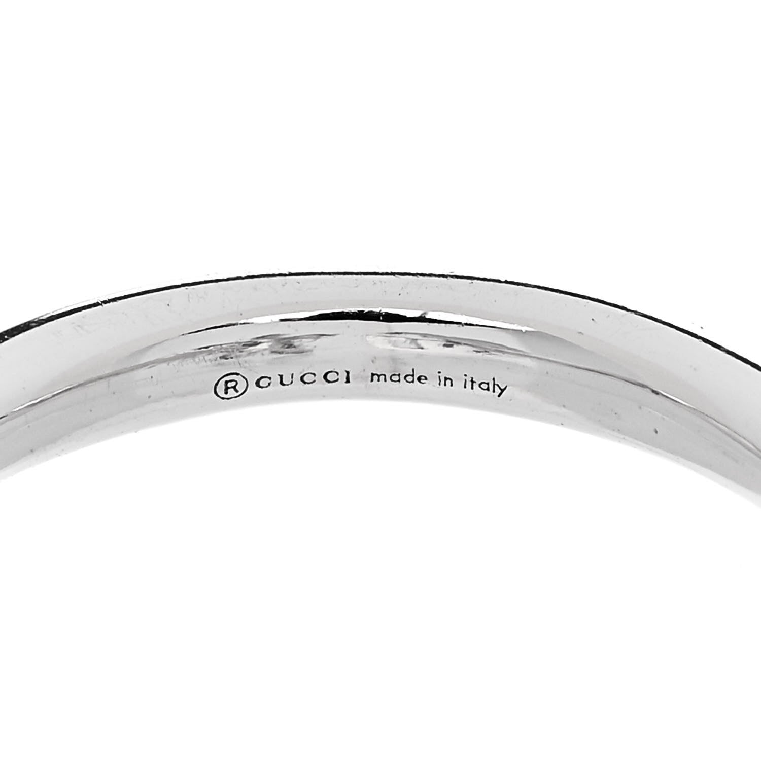 Gucci 18K White Gold Diamond Flora GG Open Ring 53 6.5 4 of 5