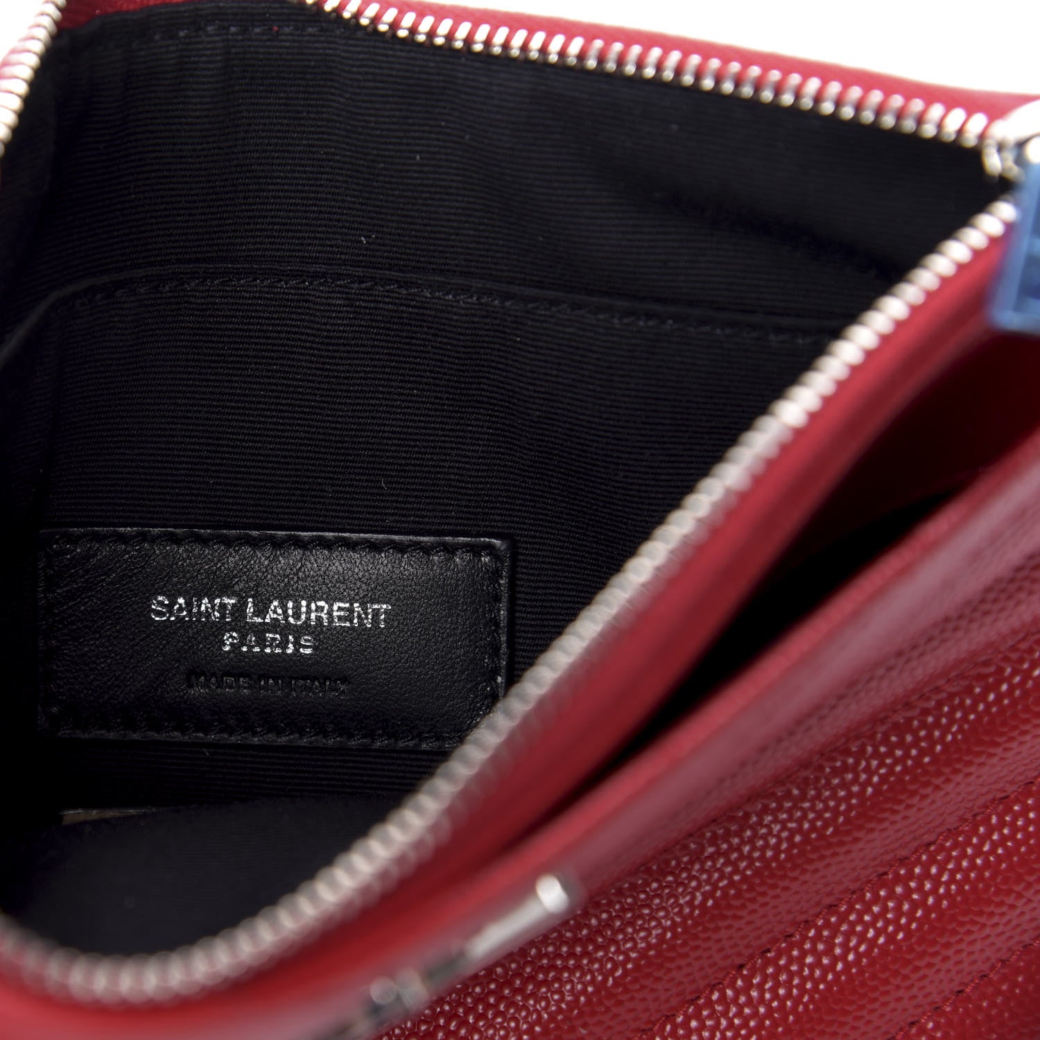 Saint Laurent Grain De Poudre Chevron Monogram Bill Pouch Rouge Eros 6 of 8