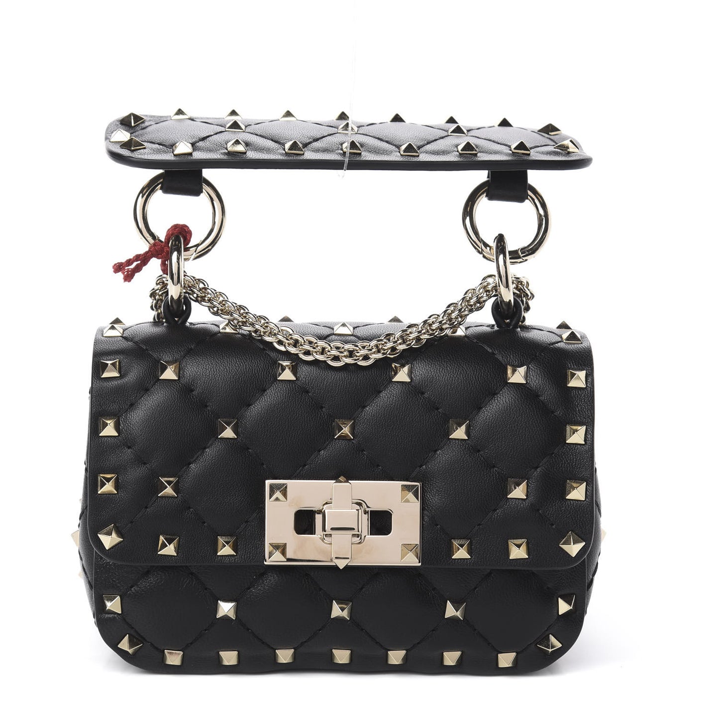 Nappa Micro Rockstud Spike Shoulder Bag Black