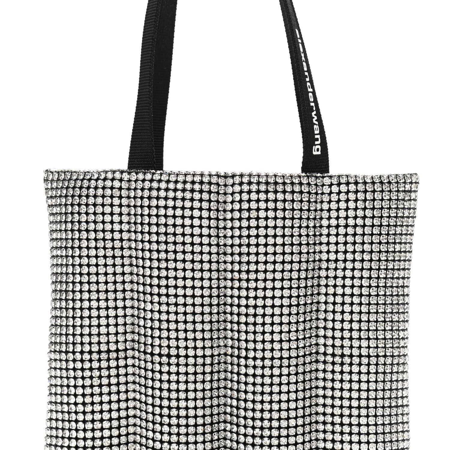 Alexander Wang Mesh Crystal Rhinestone Quilted Heiress Tote Black Silver 6 of 9