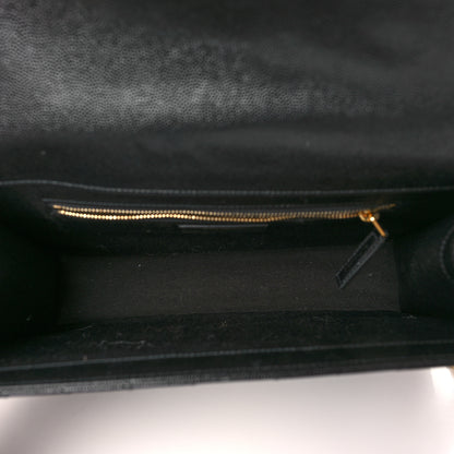 Saint Laurent Grain De Poudre Matelasse Chevron Large Monogram Satchel Black 5 of 9