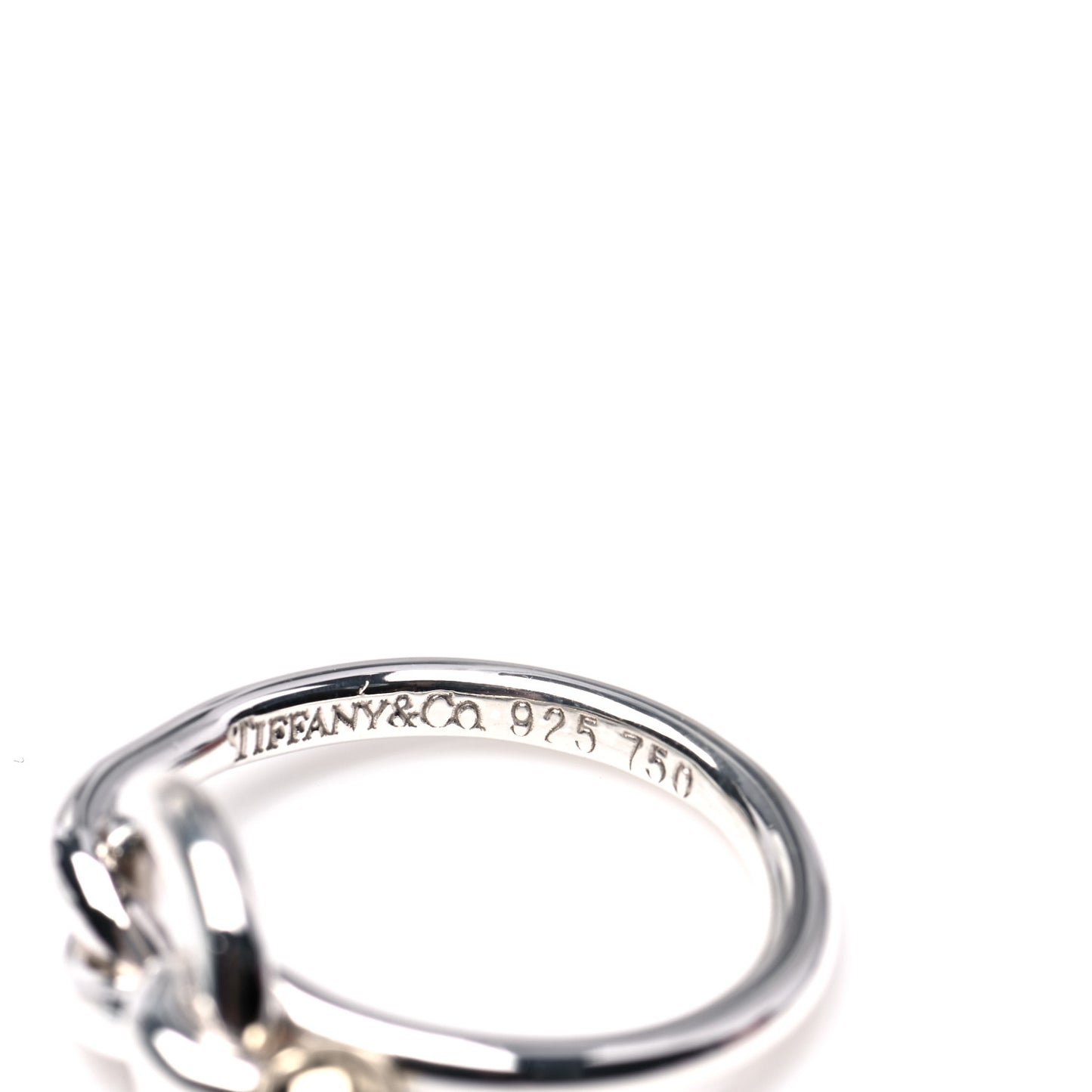 Sterling Silver 18K Yellow Gold Love Knot Ring 48 4.5