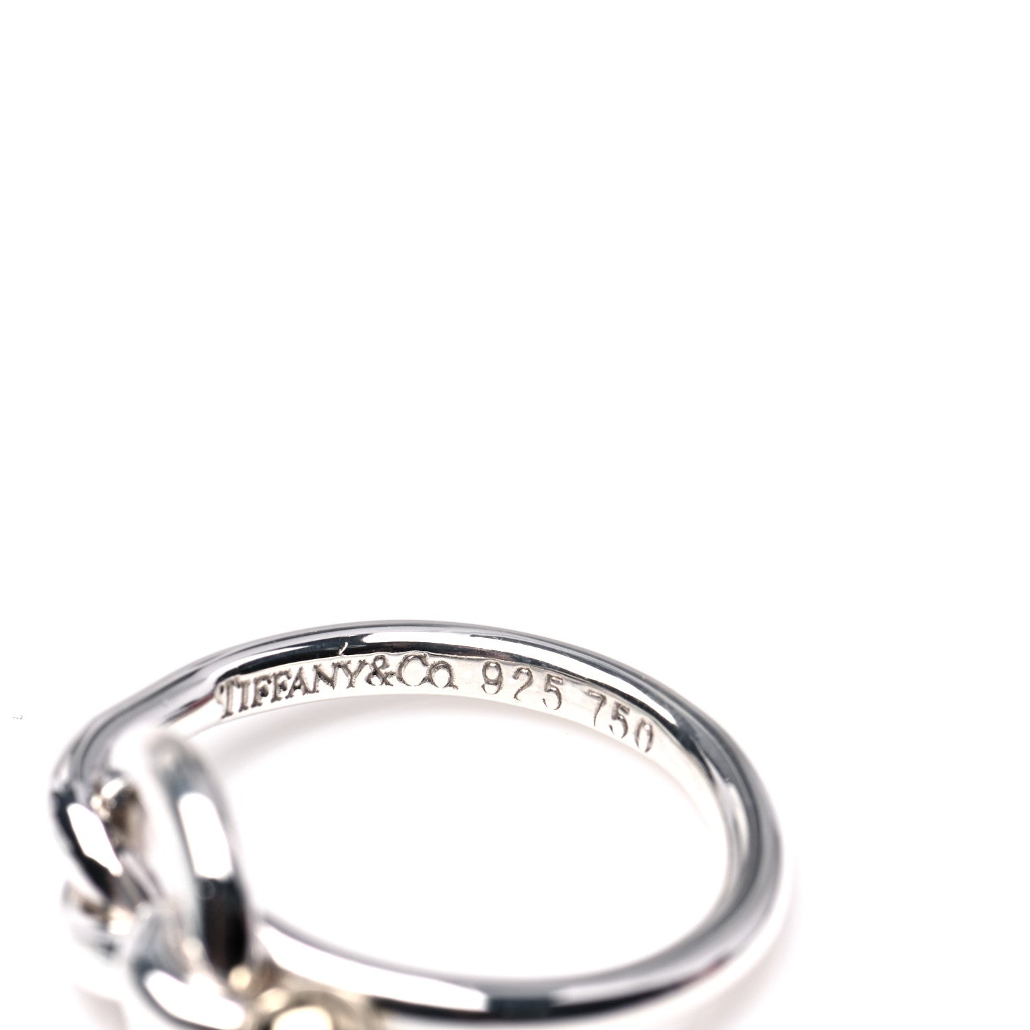 Tiffany Sterling Silver 18K Yellow Gold Love Knot Ring 48 4.5 4 of 5