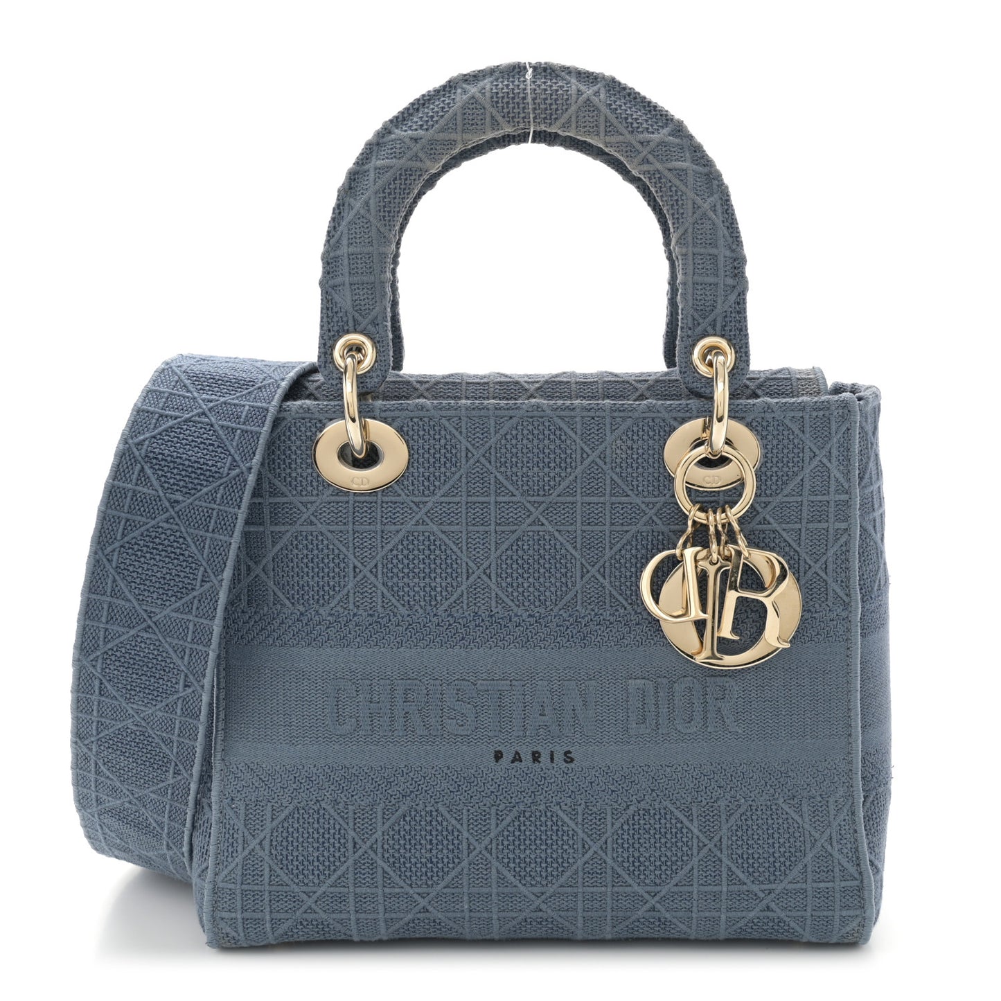 Canvas Embroidered Cannage Medium Lady D-Lite Denim Blue