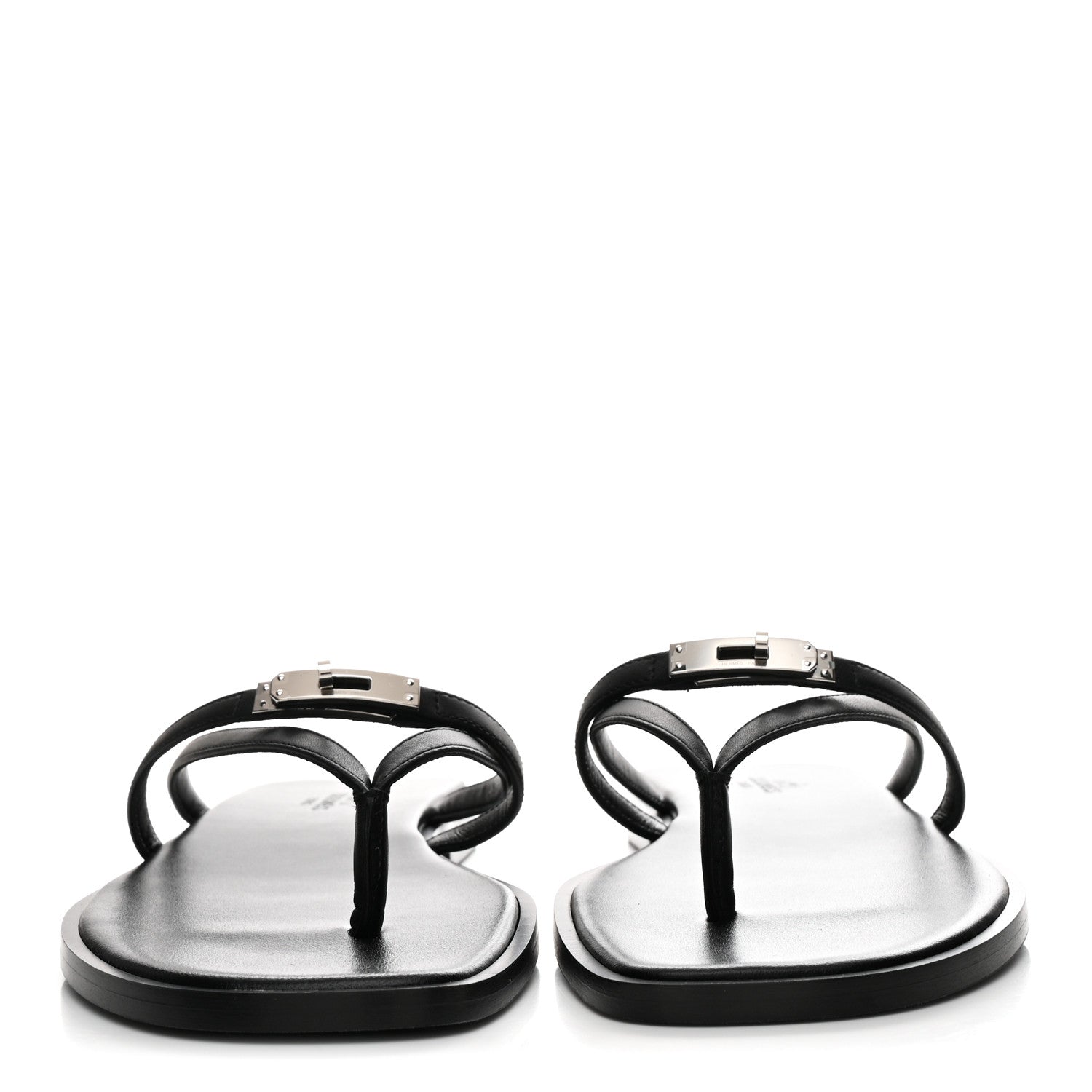 Hermes Calfskin Miss Sandals 38 Black 3 of 8