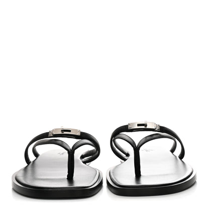 Hermes Calfskin Miss Sandals 38 Black 3 of 8