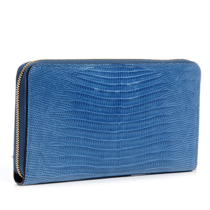 Celine Lizard Large Zip Around Multifunction Wallet Blue 3 of 8