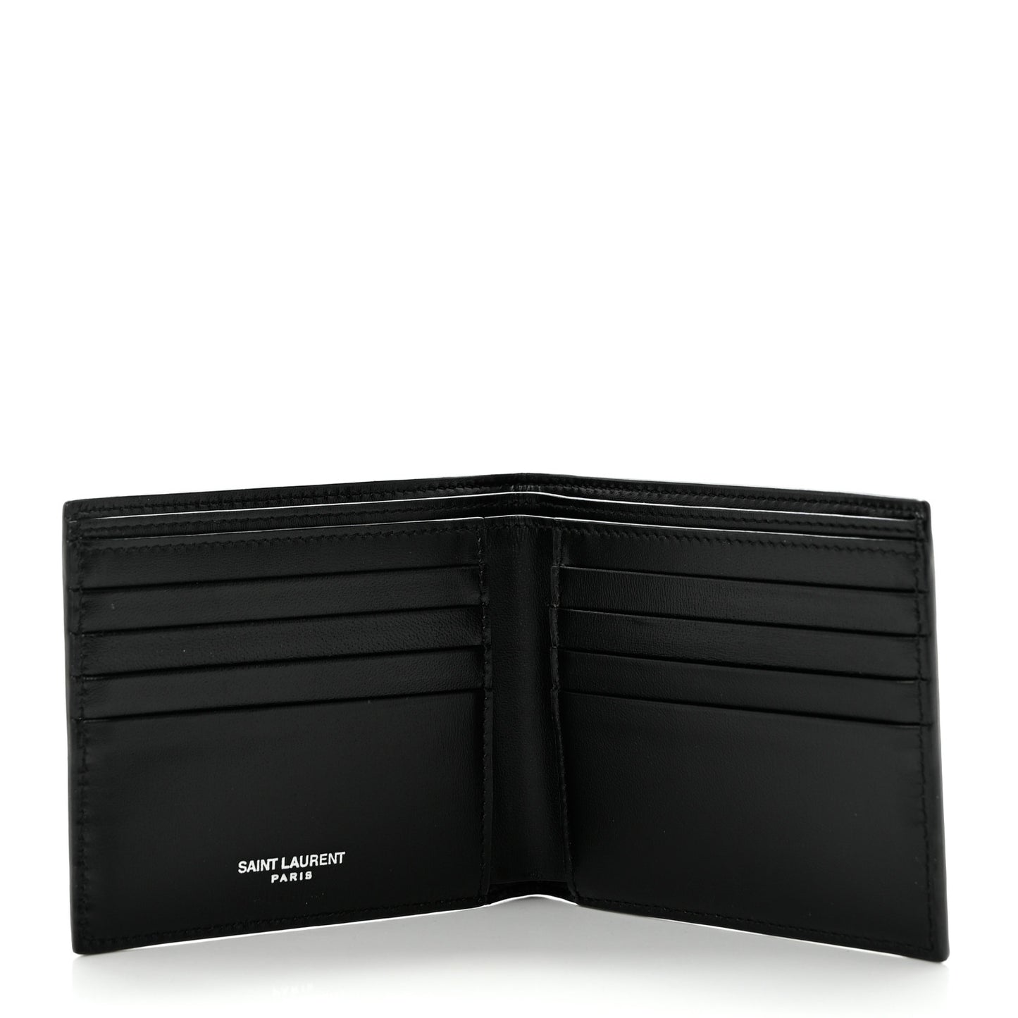 Matte Calfskin Tiny Cassandre East West Wallet Black