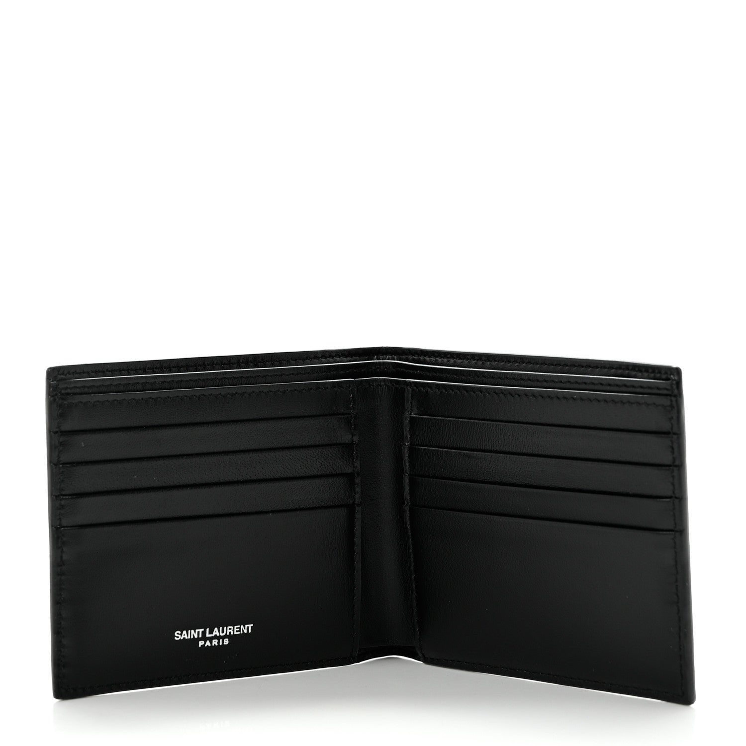 Saint Laurent Matte Calfskin Tiny Cassandre East West Wallet Black 5 of 7