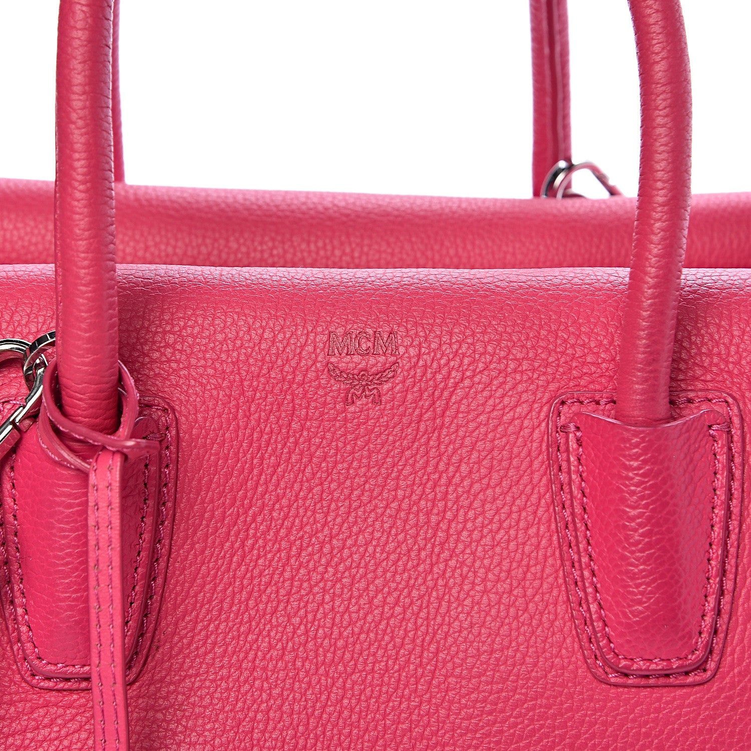 MCM Grained Calfskin Medium Milla Tote Beetroot Pink 13 of 13