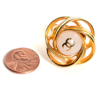 Chanel Resin CC Wire Clip On Earrings Gold 2 of 4