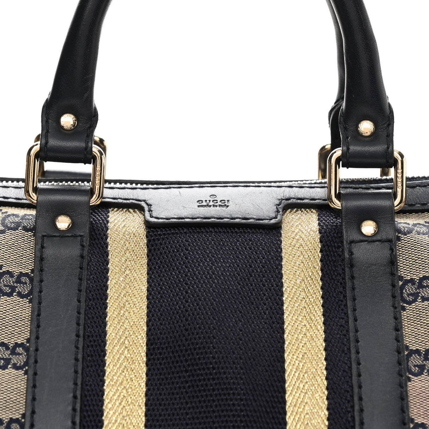 Monogram Vintage Web Medium Boston Gold Navy