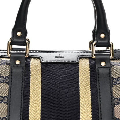 Gucci Monogram Vintage Web Medium Boston Gold Navy 8 of 15