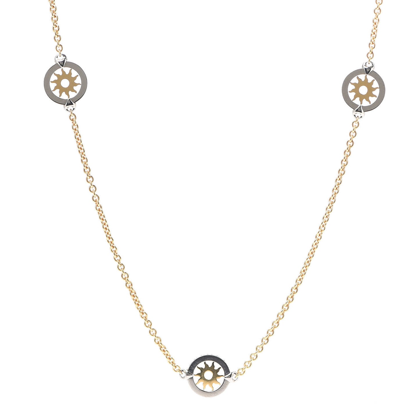 18K Yellow Gold Stainless Steel Tondo Sun Sautoir Necklace