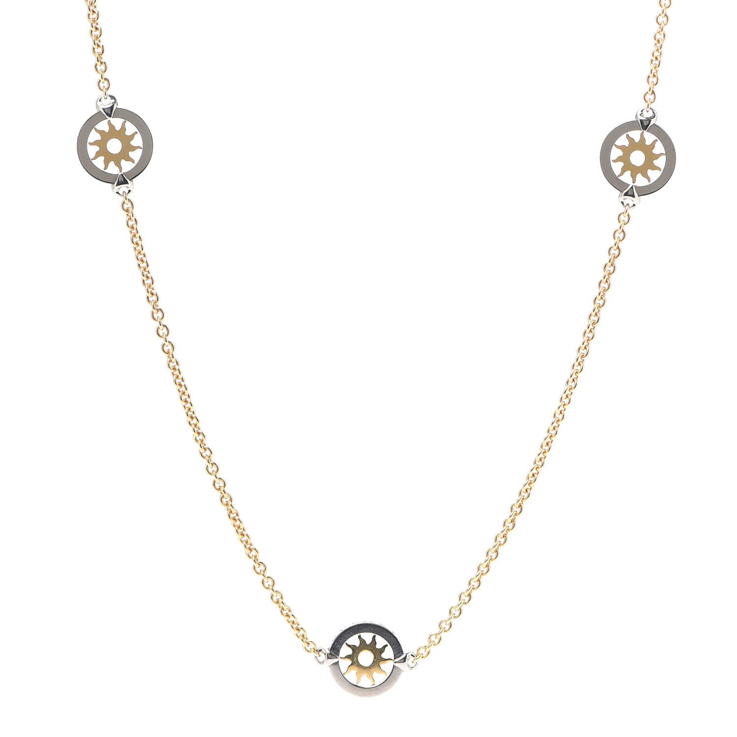 Bulgari 18K Yellow Gold Stainless Steel Tondo Sun Sautoir Necklace 1 of 4