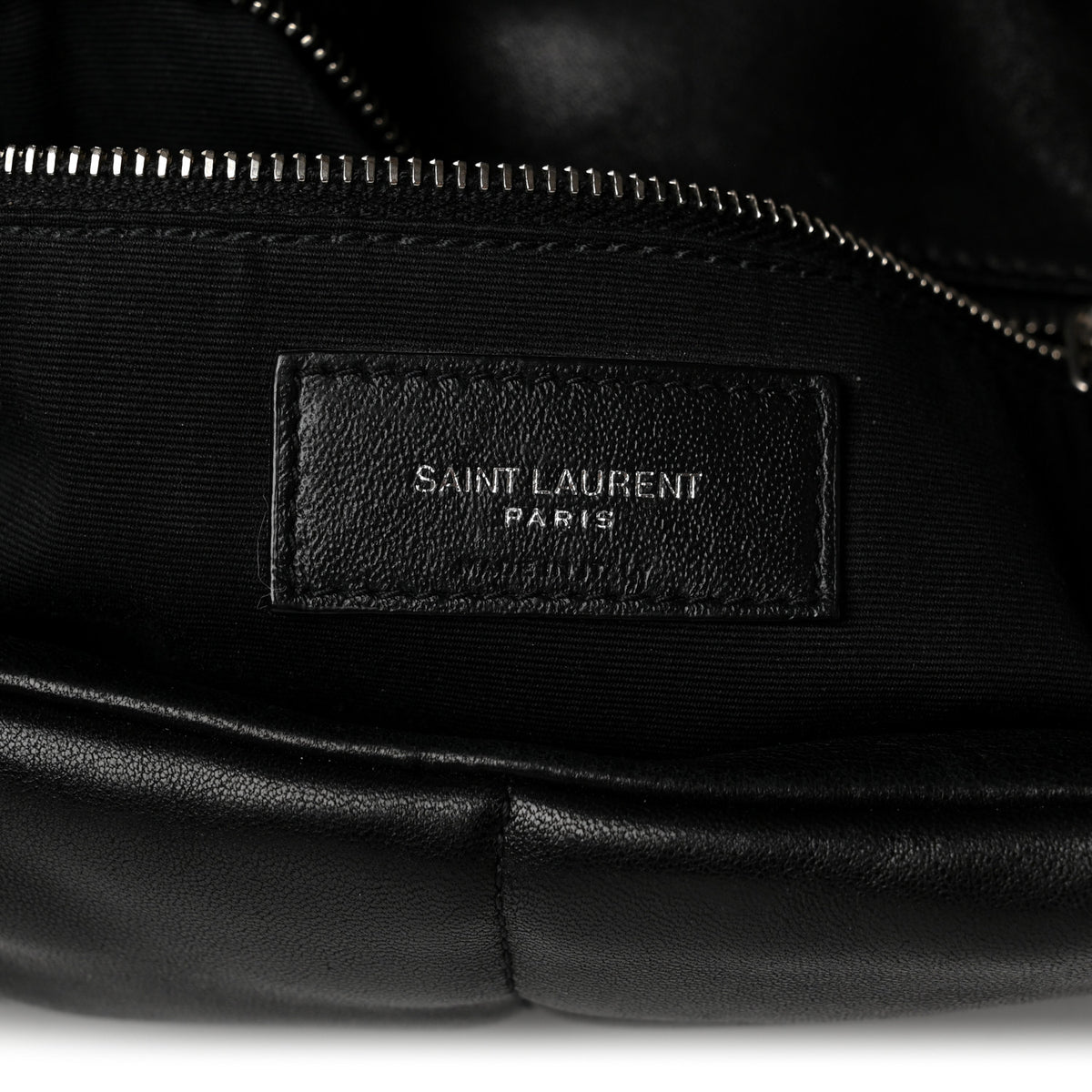 Lambskin Quilted Medium Loulou Puffer Monogram Chain Satchel Black