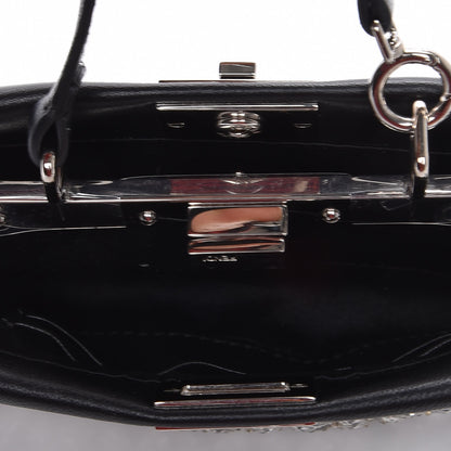 Fendi Satin Crystal Shiny Nappa Embroidered Micro Peekaboo Iconic Satchel Black Crystal 6 of 8
