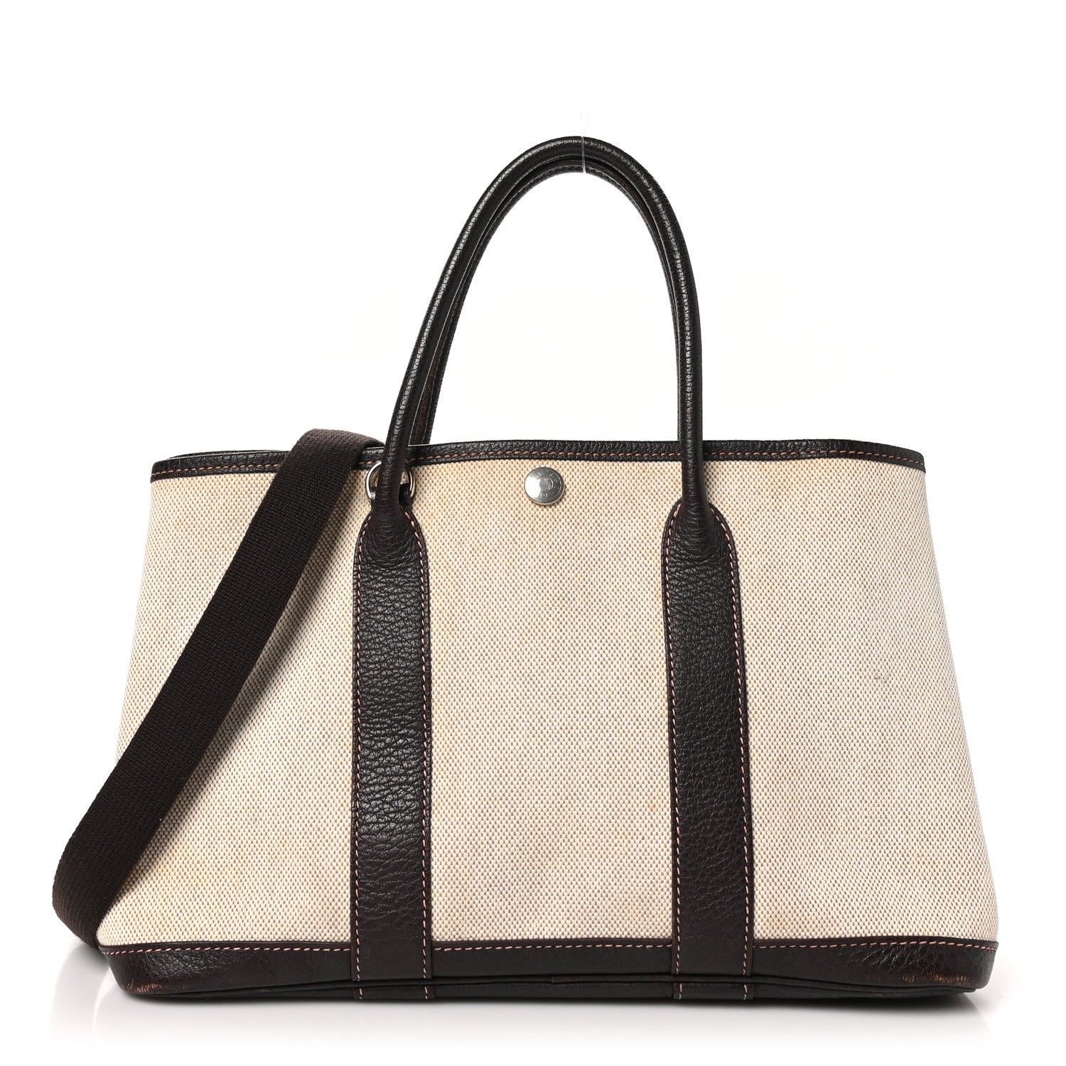 Hermes Buffle Skipper Toile Garden Party 30 TPM Marron Fonce 1 of 11