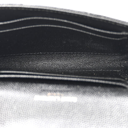 Saint Laurent Grain De Poudre Matelasse Chevron Small Monochome Monogram Envelope Wallet Black 5 of 7