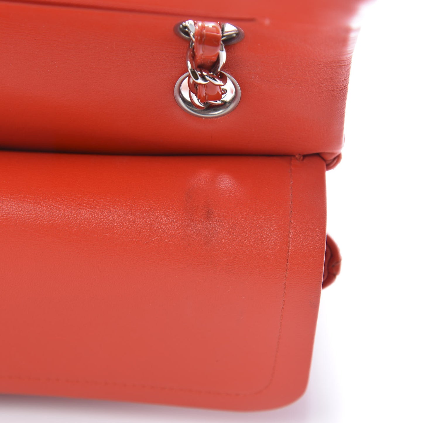 Patent Calfskin Quilted Medium Double Flap Red