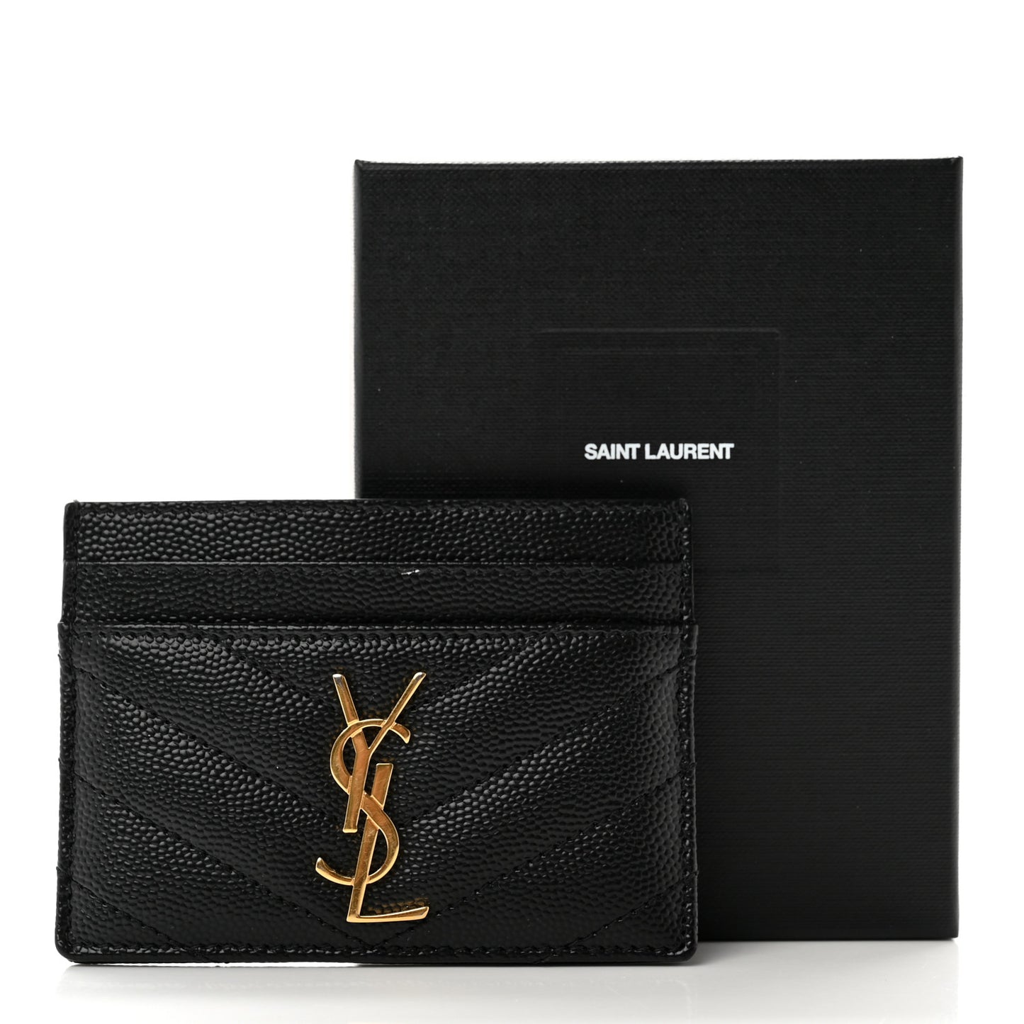 Grain De Poudre Matelasse Chevron Monogram Credit Card Case Black