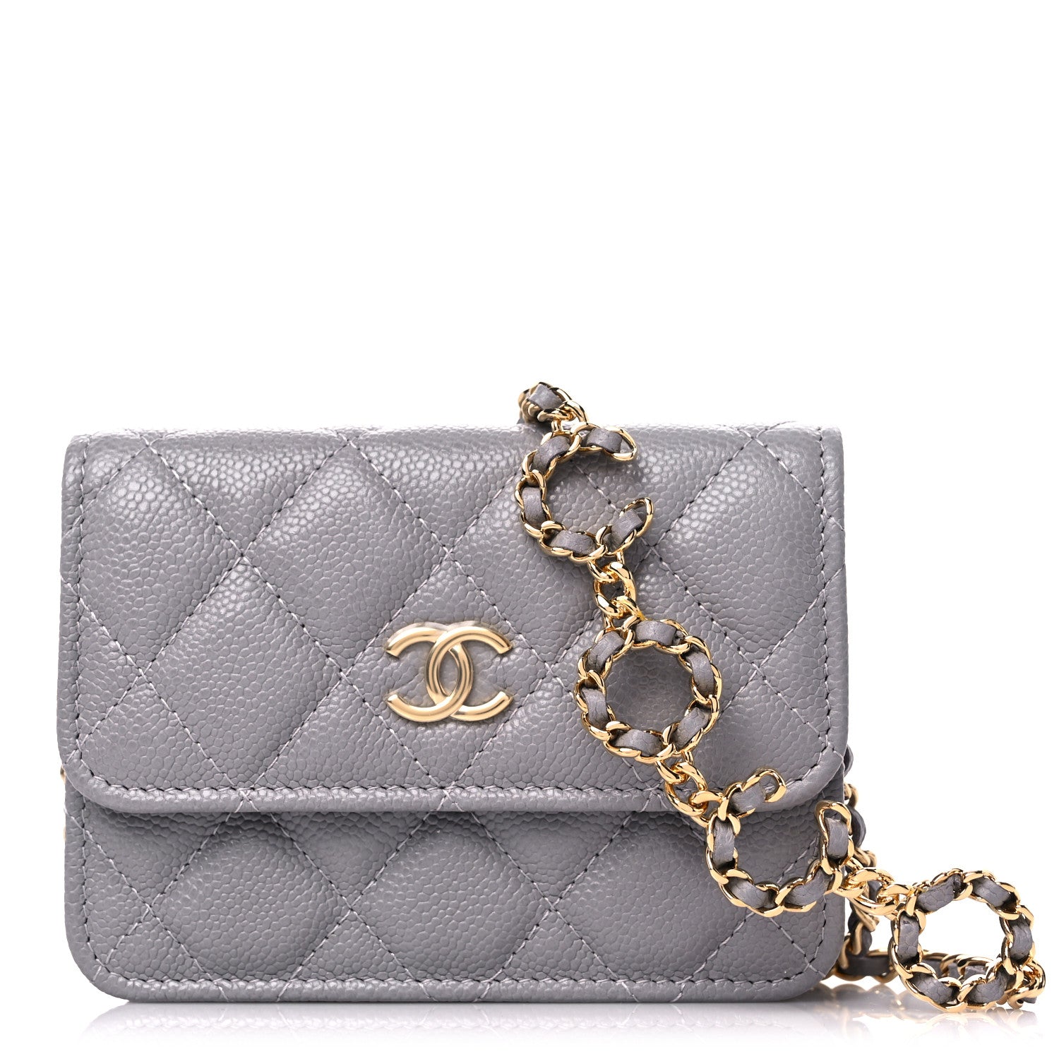 Chanel Caviar Quilted Miss Coco Clutch With Chain Grey 1 of 9