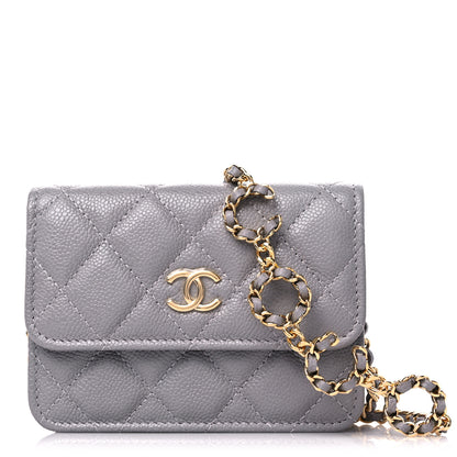 Chanel Caviar Quilted Miss Coco Clutch With Chain Grey 1 of 9