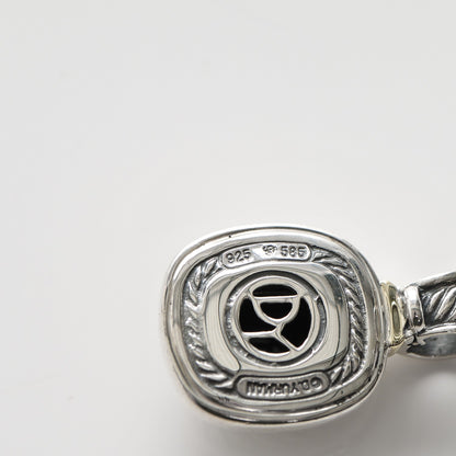 David Yurman Sterling Silver 14K Gold Onyx 12mm Albion Enhancer Pendant 5 of 5