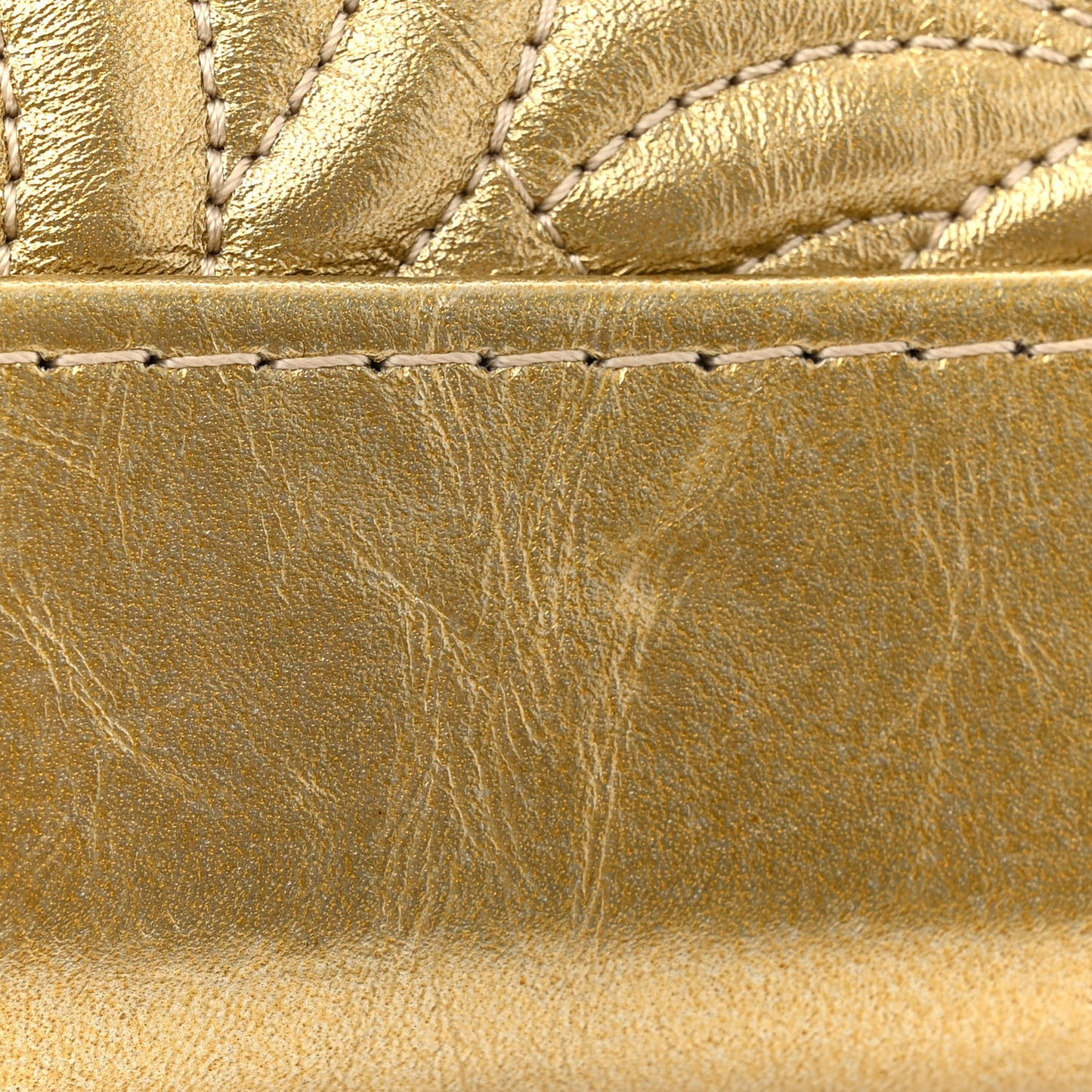 Metallic Aged Calfskin CC Quilted Small Gabrielle Hobo Gold