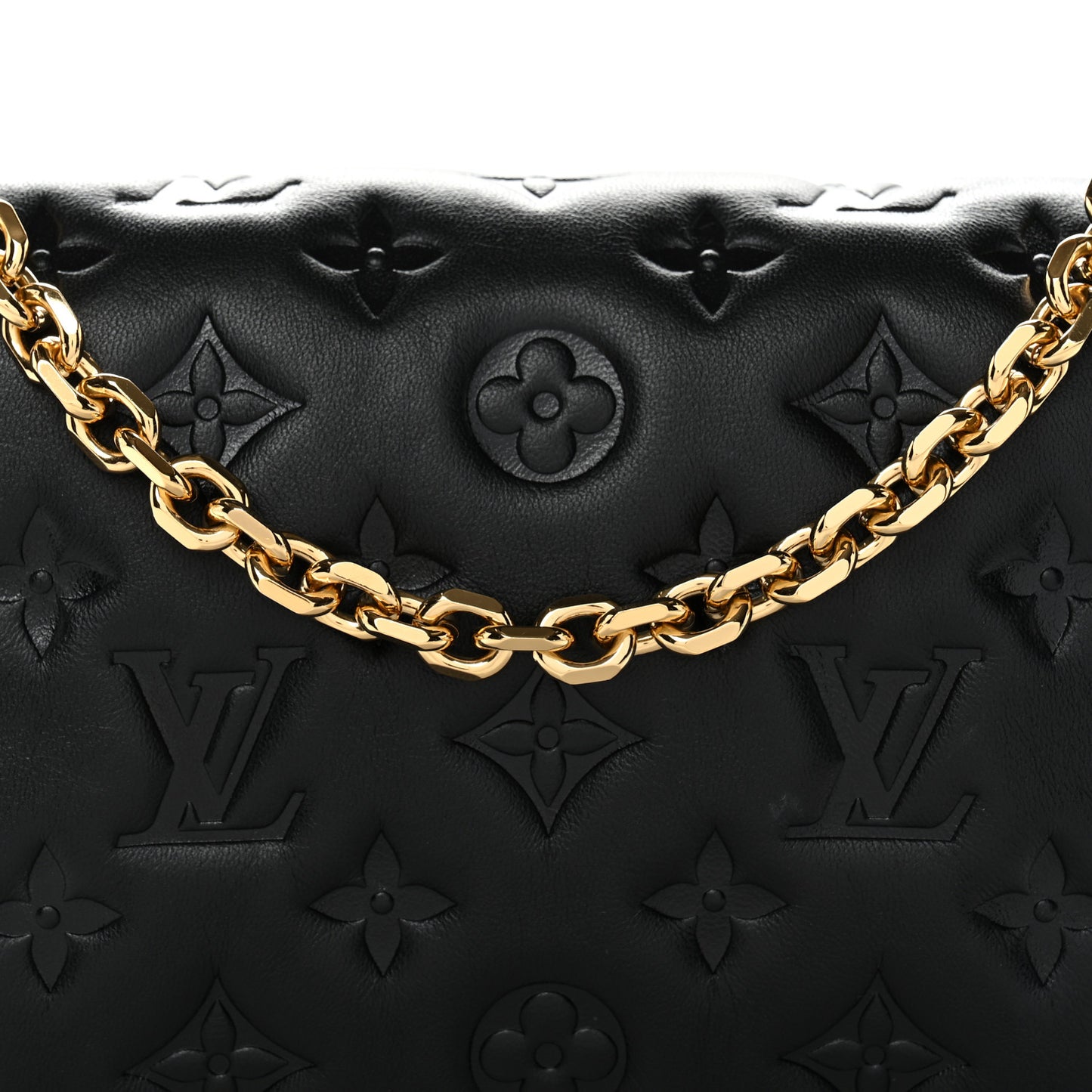 Lambskin Embossed Monogram Pochette Coussin Black