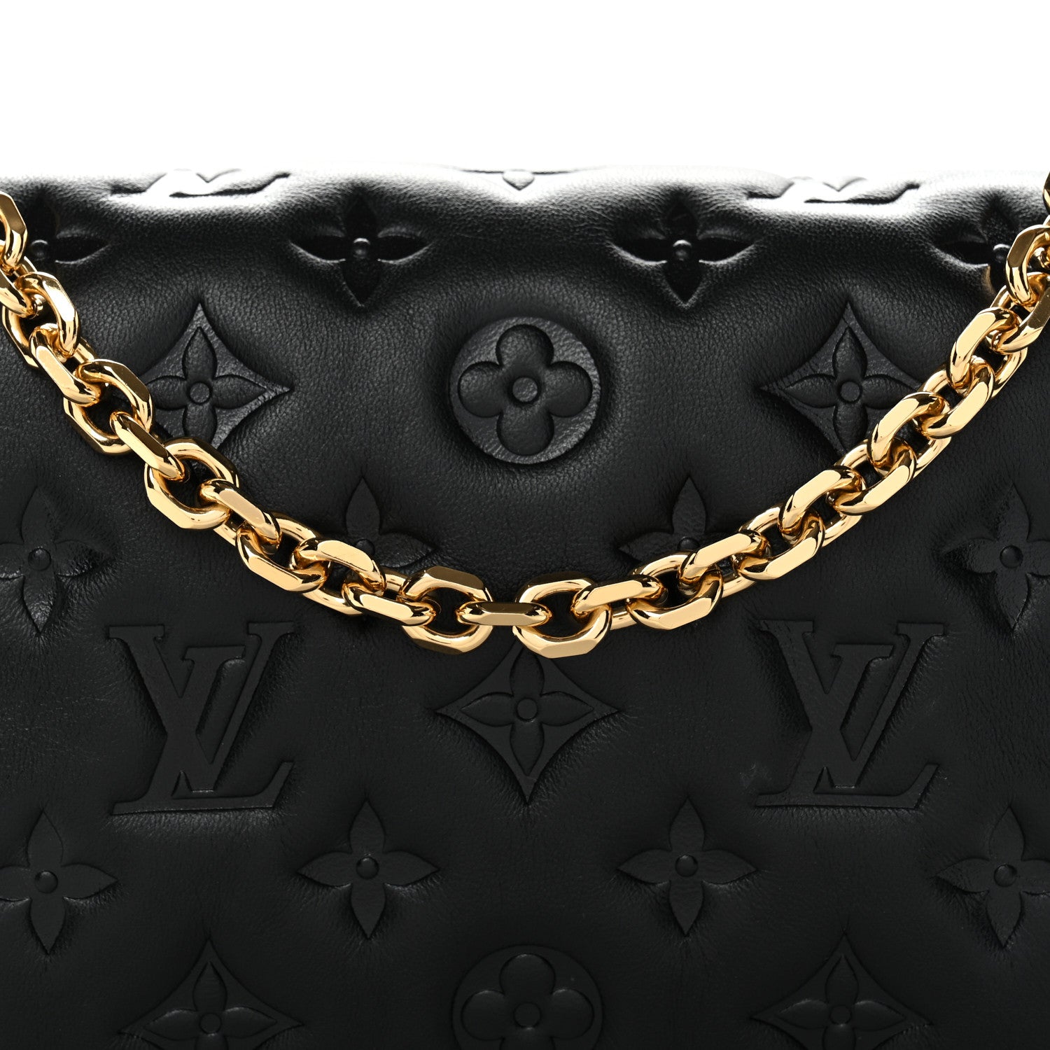 Louis Vuitton Lambskin Embossed Monogram Pochette Coussin Black 7 of 9