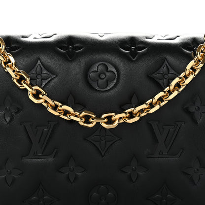 Louis Vuitton Lambskin Embossed Monogram Pochette Coussin Black 7 of 9