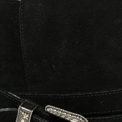Saint Laurent Suede Mica Buckle Western Ankle Booties 39 Black 11 of 15