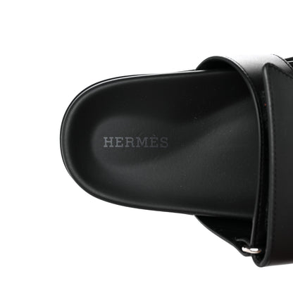 Hermes Calfskin Womens Chypre Sandals 36.5 Black 7 of 8