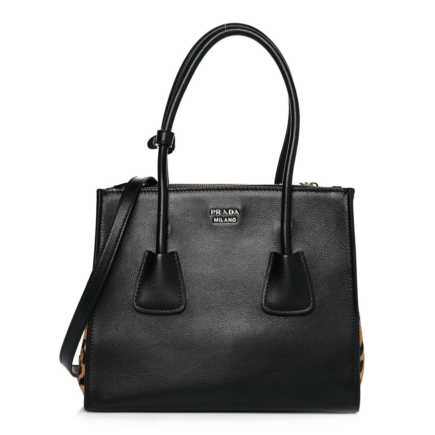 City Glace Cavallino Twin Pocket Tote Black Miele