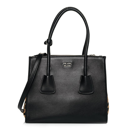 Prada City Glace Cavallino Twin Pocket Tote Black Miele 1 of 11