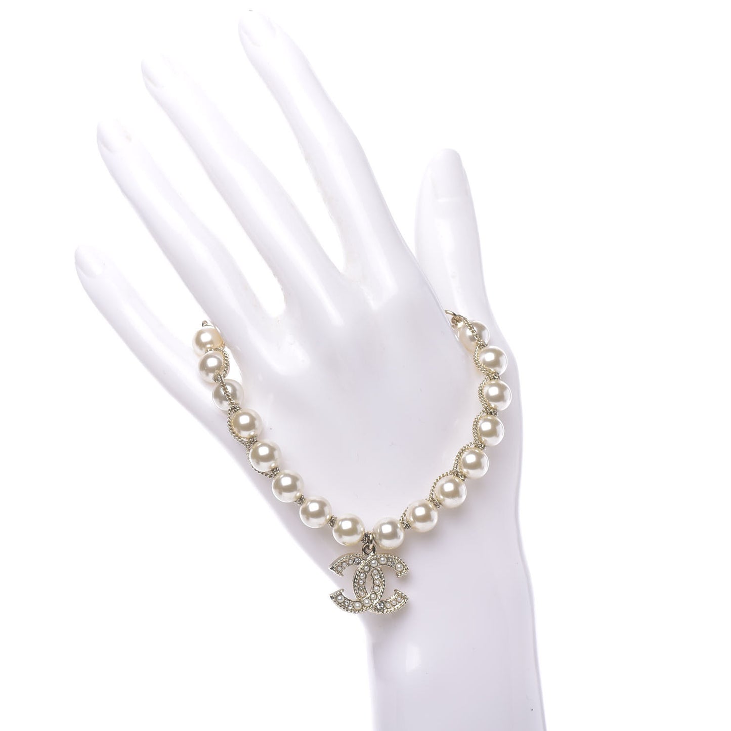 Pearl Crystal CC Bracelet Gold