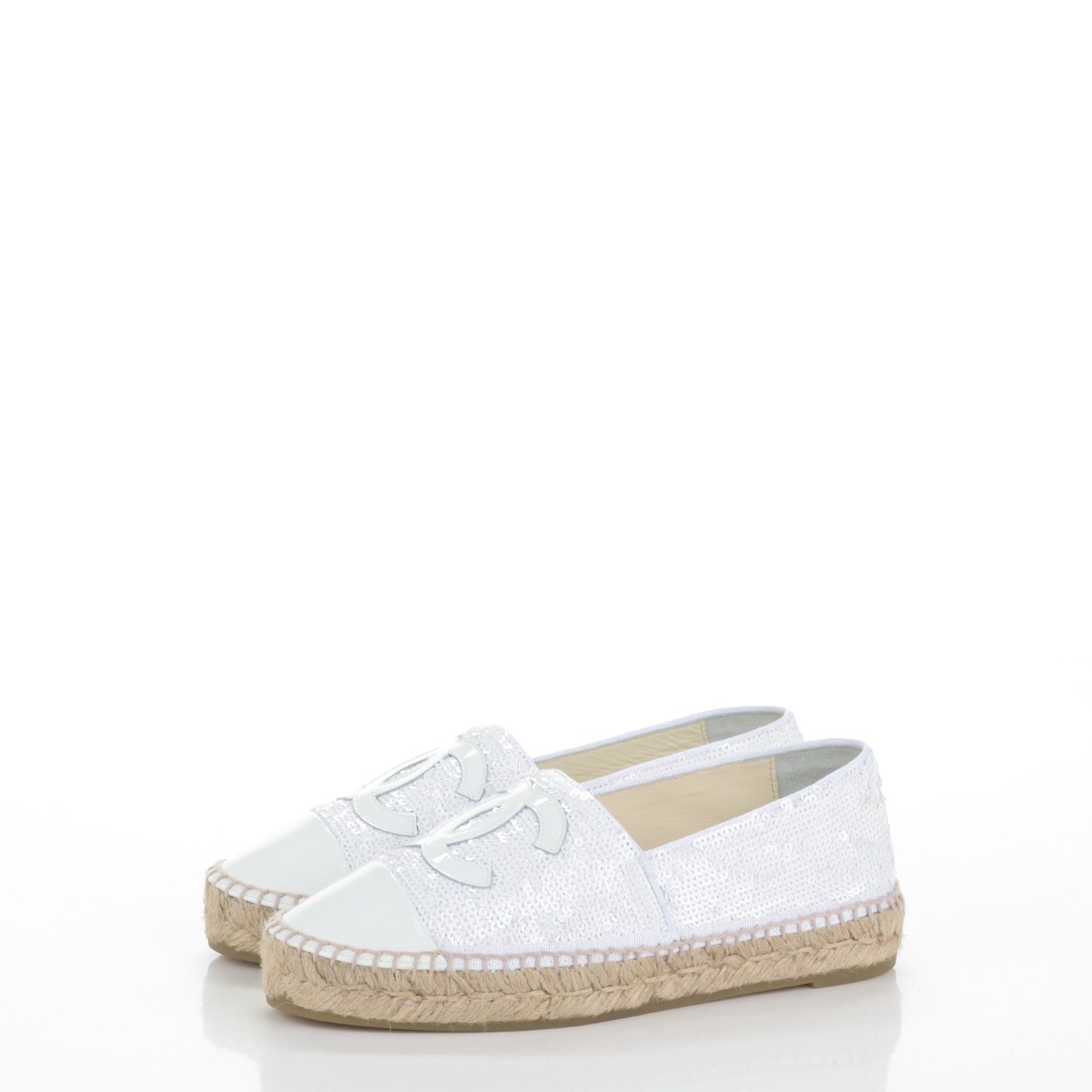 Chanel Patent Sequin CC Espadrilles 36 White 3 of 8