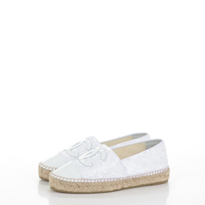 Chanel Patent Sequin CC Espadrilles 36 White 3 of 8