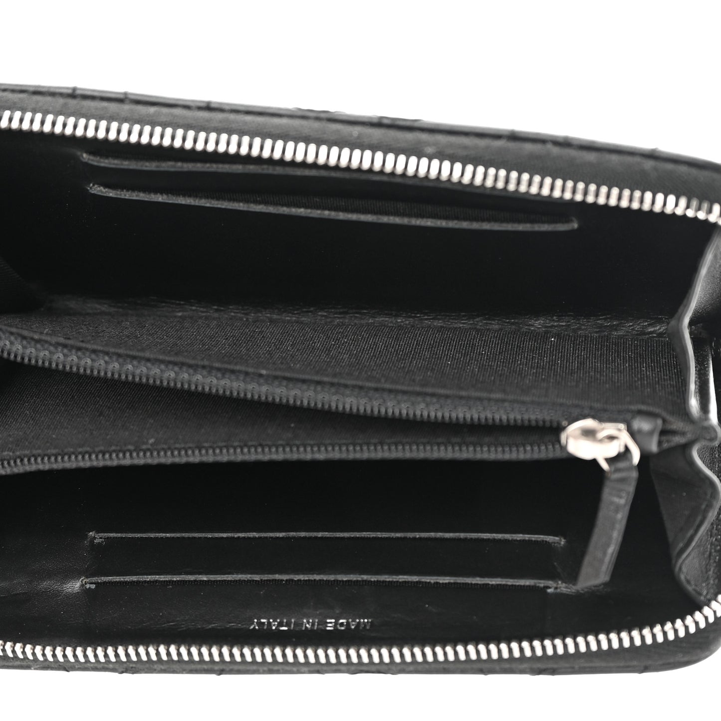 Lambskin Camellia Studded Medium Gusset Zip Around Wallet Black