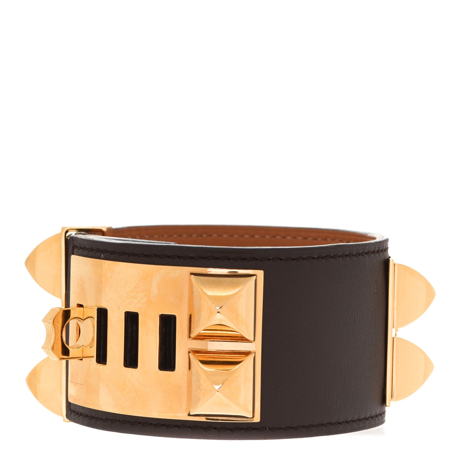 Hermes Box Collier De Chien CDC Bracelet L Chocolate 3 of 6